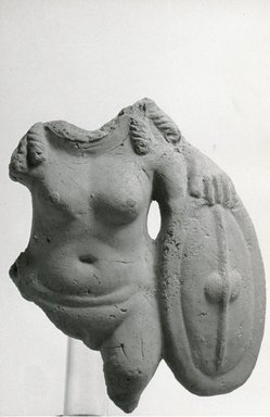 <em>Fragmentary Statuette of a Nude Female</em>, 2nd - 3rd century C.E. Clay, 5 7/8 x 5 x 2 1/16 in. (15 x 12.7 x 5.2 cm). Brooklyn Museum, Gift of Evangeline Wilbour Blashfield, Theodora Wilbour, and Victor Wilbour honoring the wishes of their mother, Charlotte Beebe Wilbour, as a memorial to their father, Charles Edwin Wilbour, 16.215. Creative Commons-BY (Photo: Brooklyn Museum, CUR.16.215_NegA_print_bw.jpg)