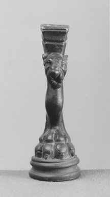 Graeco-Egyptian. <em>Lion Leg</em>, 305 B.C.E. - 100 C.E. Bronze, 3 1/2 x diameter 1 1/8 in. (8.9 x 2.9 cm). Brooklyn Museum, Gift of Evangeline Wilbour Blashfield, Theodora Wilbour, and Victor Wilbour honoring the wishes of their mother, Charlotte Beebe Wilbour, as a memorial to their father, Charles Edwin Wilbour, 16.260. Creative Commons-BY (Photo: Brooklyn Museum, CUR.16.260_NegA_print_bw.jpg)