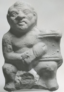  <em>Statuette of Seated Nude</em>, 3rd-4th century C.E. Terracotta, plaster, pigment, 5 9/16 x 3 3/4 x 2 3/16 in. (14.2 x 9.5 x 5.6 cm). Brooklyn Museum, Gift of Evangeline Wilbour Blashfield, Theodora Wilbour, and Victor Wilbour honoring the wishes of their mother, Charlotte Beebe Wilbour, as a memorial to their father, Charles Edwin Wilbour, 16.272. Creative Commons-BY (Photo: Brooklyn Museum, CUR.16.272_NegA_print_bw.jpg)