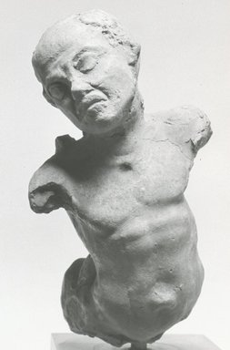  <em>Incomplete Statuette</em>, 145-30 B.C.E. Terracotta, 4 1/4 x 2 5/16 x 1 11/16 in. (10.8 x 5.8 x 4.3 cm). Brooklyn Museum, Gift of Evangeline Wilbour Blashfield, Theodora Wilbour, and Victor Wilbour honoring the wishes of their mother, Charlotte Beebe Wilbour, as a memorial to their father, Charles Edwin Wilbour, 16.276. Creative Commons-BY (Photo: Brooklyn Museum, CUR.16.276_NegE_print_bw.jpg)