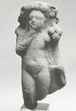  <em>Statuette of the Child Horus</em>, 3rd century C.E. Terracotta, 5 1/16 x 2 1/16 x 1 1/2 in. (12.9 x 5.2 x 3.8 cm). Brooklyn Museum, Gift of Evangeline Wilbour Blashfield, Theodora Wilbour, and Victor Wilbour honoring the wishes of their mother, Charlotte Beebe Wilbour, as a memorial to their father, Charles Edwin Wilbour, 16.291. Creative Commons-BY (Photo: Brooklyn Museum, CUR.16.291_NegA_print_bw.jpg)