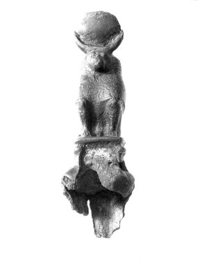 <em>Statuette of an Ape</em>. Bronze, 4 7/16 x 1 5/16 in. (11.3 x 3.3 cm). Brooklyn Museum, Gift of Evangeline Wilbour Blashfield, Theodora Wilbour, and Victor Wilbour honoring the wishes of their mother, Charlotte Beebe Wilbour, as a memorial to their father, Charles Edwin Wilbour, 16.384. Creative Commons-BY (Photo: Brooklyn Museum, CUR.16.384_NegB_print_bw.jpg)