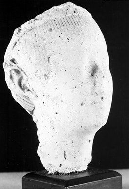  <em>Sculptor's Model of a Female Head</em>, 305 B.C.E.-395 C.E. Plaster, 4 1/2 x 3 5/16 in. (11.5 x 8.4 cm). Brooklyn Museum, Gift of Evangeline Wilbour Blashfield, Theodora Wilbour, and Victor Wilbour honoring the wishes of their mother, Charlotte Beebe Wilbour, as a memorial to their father, Charles Edwin Wilbour, 16.49. Creative Commons-BY (Photo: Brooklyn Museum, CUR.16.49_negA_bw.jpg)