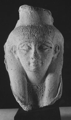  <em>Sculptor's Model of a Female Head</em>, 664–525 B.C.E., and later. Plaster, 6 3/4 × 4 5/16 in. (17.2 × 10.9 cm). Brooklyn Museum, Gift of Evangeline Wilbour Blashfield, Theodora Wilbour, and Victor Wilbour honoring the wishes of their mother, Charlotte Beebe Wilbour, as a memorial to their father, Charles Edwin Wilbour, 16.52. Creative Commons-BY (Photo: Brooklyn Museum, CUR.16.52_negA_bw.jpg)