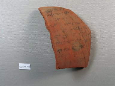 Demotic. <em>Demotic Ostracon</em>. Terracotta, pigment, 4 x 3/8 x 6 1/2 in. (10.1 x 1 x 16.5 cm). Brooklyn Museum, Gift of Evangeline Wilbour Blashfield, Theodora Wilbour, and Victor Wilbour honoring the wishes of their mother, Charlotte Beebe Wilbour, as a memorial to their father, Charles Edwin Wilbour, 16.580.463. Creative Commons-BY (Photo: Brooklyn Museum, CUR.16.580.463_view1.jpg)