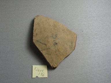 Egyptian. <em>Demotic Ostracon</em>. Terracotta, pigment, 2 15/16 x 1/4 x 3 3/4 in. (7.4 x 0.7 x 9.6 cm). Brooklyn Museum, Gift of Evangeline Wilbour Blashfield, Theodora Wilbour, and Victor Wilbour honoring the wishes of their mother, Charlotte Beebe Wilbour, as a memorial to their father, Charles Edwin Wilbour, 16.580.476. Creative Commons-BY (Photo: Brooklyn Museum, CUR.16.580.476_view1.jpg)