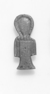  <em>Isis-knot Amulet</em>, 664–332 B.C.E. Faience, 1 1/8 x 7/16 x 3/16 in. (2.9 x 1.1 x 0.5 cm). Brooklyn Museum, Gift of Evangeline Wilbour Blashfield, Theodora Wilbour, and Victor Wilbour honoring the wishes of their mother, Charlotte Beebe Wilbour, as a memorial to their father Charles Edwin Wilbour, 16.580.65. Creative Commons-BY (Photo: Brooklyn Museum, CUR.16.580.65_NegID_16.580.65_GRPA_print_cropped_bw.jpg)