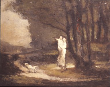 Robert Loftin Newman (American, 1827-1912). <em>Landscape with Figures</em>, 1903. Oil on canvas                                                                                                                                                                                                                                                                                                                                                                                                                                                                                                                                                                                                                                                                                                                                                                                                     canvas, 16 x 20 1/16 in. (40.6 x 51 cm). Brooklyn Museum, Museum Collection Fund, 18.34 (Photo: Brooklyn Museum, CUR.18.34.jpg)