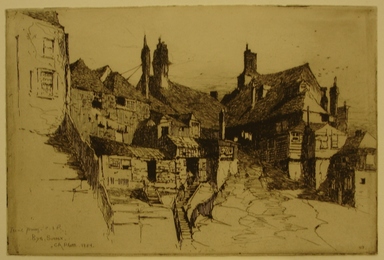 Charles Adams Platt (American, 1861–1933). <em>Rye, Sussex</em>, 1884. Etching on laid paper, Sheet and Image: 6 1/4 x 9 1/4 in. (15.9 x 23.5 cm). Brooklyn Museum, Gift of Frank L. Babbott, 19.116 (Photo: Brooklyn Museum, CUR.19.116.jpg)