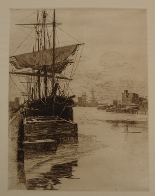 Charles Adams Platt (American, 1861–1933). <em>Atlantic Docks</em>, 1888. Etching on wove paper, Sheet: 20 1/2 x 15 3/8 in. (52.1 x 39.1 cm). Brooklyn Museum, Gift of Frank L. Babbott, 19.136 (Photo: Brooklyn Museum, CUR.19.136.jpg)