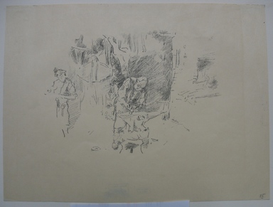 James Abbott McNeill Whistler (American, 1834-1903). <em>The Sunny Smithy</em>, 1895. Lithograph, 9 1/8 x 12 1/4 in. (23.2 x 31.1 cm). Brooklyn Museum, Purchased with funds given by Edward C. Blum, William A. Putnam and the Museum Collection Fund, 19.183 (Photo: Brooklyn Museum, CUR.19.183.jpg)