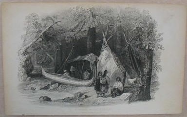 William Wellstood (American, 1819–1900). <em>Wigwam in the Forest</em>. Engraving, Sheet: 5 3/8 x 8 9/16 in. (13.6 x 21.8 cm). Brooklyn Museum, Gift of Mrs. Algernon Sydney Sullivan and George H. Sullivan, 19.184.70 (Photo: Brooklyn Museum, CUR.19.184.70.jpg)