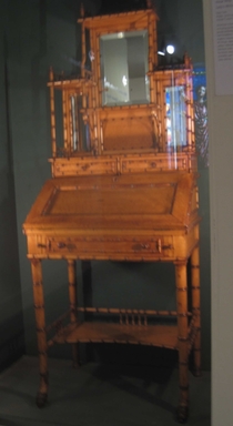 R.J. Horner & Company (1886–1915). <em>Lady's Writing Desk</em>, late 19th century. bird's-eye maple, silvered glass, leather, 69 3/4 x 27 x 18 in. Brooklyn Museum, Alfred T. and Caroline S. Zoebisch Fund, 1989.158. Creative Commons-BY (Photo: , CUR.1989.158.jpg)