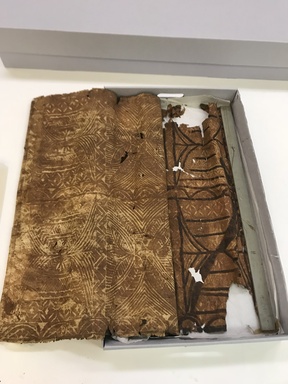 Possibly Aboriginal Australian. <em>Tapa Cloth</em>, 20th century. Bark cloth, pigment, with mount: 27 1/16 × 15 15/16 in. (68.8 × 40.5 cm). Brooklyn Museum, The Adolph and Esther D. Gottlieb Collection, 1989.51.61. Creative Commons-BY (Photo: , CUR.1989.51.61_overall.jpg)