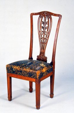 Henry H. Richardson (1836-1886). <em>Side Chair</em>, ca. 1885. Mahogany, original leather upholstery, 46 x 20 x 18 in. (116.8 x 50.8 x 45.7 cm). Brooklyn Museum, Gift of Isabel Shults, by exchange, 1989.68. Creative Commons-BY (Photo: Brooklyn Museum, CUR.1989.68.jpg)