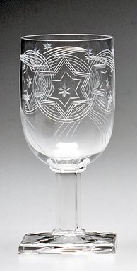 A.H. Heisey & Company (1896-1957). <em>Champagne Glass</em>, ca. 1930. Glass, 4 5/8 x 4 1/8 x 4 1/8 in. Brooklyn Museum, Gift of Jacques Caussin, 1990.188.2. Creative Commons-BY (Photo: Brooklyn Museum, CUR.1990.188.2.jpg)