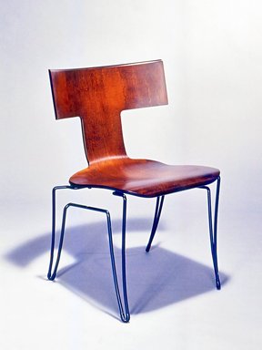 Donghia Furniture. <em>"Anziano" Side Chair</em>, 1989–1990. Bent plywood, steel, rubber, 31 3/4 x 19 7/8 x 20 7/8 in. (80.6 x 50.5 x 53 cm). Brooklyn Museum, Gift of Donghia, 1990.190. Creative Commons-BY (Photo: Brooklyn Museum, CUR.1990.190.jpg)