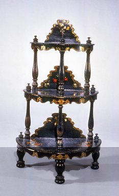  <em>Etagere</em>, ca. 1850. Wood, Papier Mache, Mother-of-pearl, 43 x 25 1/2 x 14 in. (109.2 x 64.8 x 35.6 cm). Brooklyn Museum, Gift of Mr. and Mrs. Bruce M. Newman, 1990.230.14. Creative Commons-BY (Photo: Brooklyn Museum, CUR.1990.230.14.jpg)