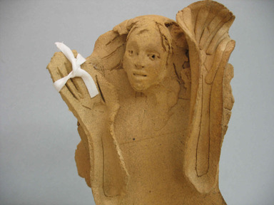 Mary Frank (American, born 1933). <em>Woman with Snake</em>, 1980. Clay, 23 x 7 x 13 in. Brooklyn Museum, Gift of Bette Ziegler, 1991.111.2. © artist or artist's estate (Photo: , CUR.1991.111.2a-b_view01.JPG)