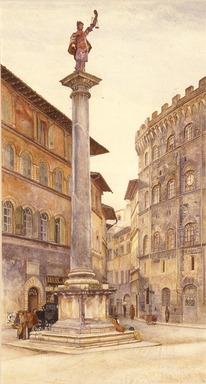 Henry Roderick Newman (American, 1843-1917). <em>The Statue of Justice, Florence</em>, 1880. Watercolor over graphite on paper, Sheet (uneven): 25 1/4 x 13 15/16 in. (64.2 x 35.4 cm). Brooklyn Museum, Gift of Mr. and Mrs. Wilbur L. Ross, Jr., 1991.267 (Photo: Brooklyn Museum, CUR.1991.267.jpg)
