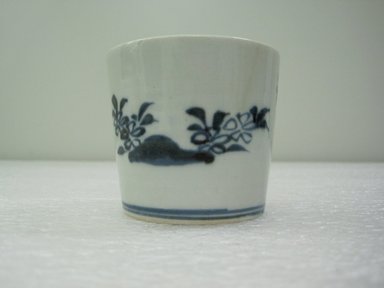  <em>Soba Cup, One from a Set of Five</em>, 19th century. Porcelain with underglaze blue decoration; Arita ware, height: 2 3/8 in. Brooklyn Museum, Gift of the Estate of Charles A. Brandon, 1991.74.25. Creative Commons-BY (Photo: Brooklyn Museum, CUR.1991.74.25_side_view1.jpg)