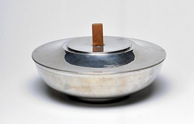 Marion Anderson Noyes (American, 1907-2002). <em>Bowl with Cover</em>, ca. 1950. Pewter, cherry, 4 3/8 x 8 x 8 in. (11.1 x 20.3 x 20.3 cm). Brooklyn Museum, Gift of Marion Anderson Noyes, 1992.40.50a-b. Creative Commons-BY (Photo: Brooklyn Museum, CUR.1992.40.50a-b.jpg)