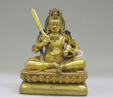 Nepalese. <em>Kubera/Jambhala</em>, ca. 1600. Gilt bronze, Height: 6 in. (15.2 cm). Brooklyn Museum, Gift of Joseph H. Hazen, 1993.104.12. Creative Commons-BY (Photo: , CUR.1993.104.12.jpg)