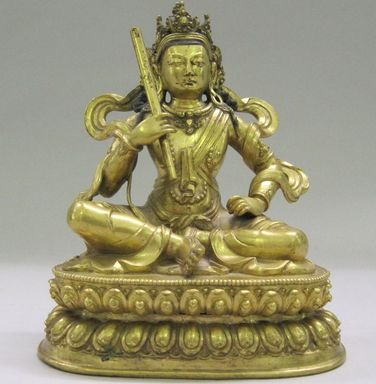 Nepalese. <em>Seated Bodhisattva</em>, ca. 1600. Gilt bronze, Height: 6 3/4 in. (17.1 cm). Brooklyn Museum, Gift of Joseph H. Hazen, 1993.104.2. Creative Commons-BY (Photo: , CUR.1993.104.2.jpg)