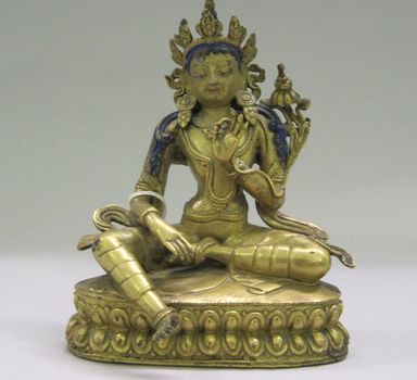 Nepalese. <em>Bodhisattva, Perhaps Lokeshvara</em>, ca. 1600. Gilt bronze, Height: 6 1/4 in. (15.9 cm). Brooklyn Museum, Gift of Joseph H. Hazen, 1993.104.5. Creative Commons-BY (Photo: , CUR.1993.104.5.jpg)
