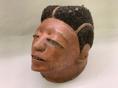 Makonde artist. <em>Helmet Mask</em>, 20th century. Wood, pigment, hair, 10 x 12 1/2 x 9 in. (23.8 x 21.6 x 31.7 cm). Brooklyn Museum, Gift of Mr. and Mrs. Lee Lorenz, 1993.179.6. Creative Commons-BY (Photo: , CUR.1993.179.6_view01.jpg)