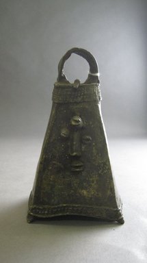 Yorùbá. <em>Cast Bell</em>, 19th or 20th century. Copper alloy, 6 1/8 x 3 1/2 in. Brooklyn Museum, Gift of Mr. and Mrs. Arnold Syrop, 1993.183.7. Creative Commons-BY (Photo: Brooklyn Museum, CUR.1993.183.7_overall.jpg)