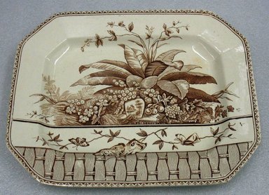  <em>Rectangular Platter</em>, 1883. Glazed earthenware with transfer printed decoration, 1 1/4 x 14 1/2 x 11 3/4 in. (3.2 x 36.9 x 29.8 cm). Brooklyn Museum, Gift of Paul F. Walter, 1993.209.27. Creative Commons-BY (Photo: Brooklyn Museum, CUR.1993.209.27.jpg)