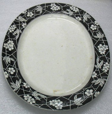 T.C. Brown-Westhead Moore & Co. (1862-1904). <em>Platter</em>, Registered September 10, 1879. Glazed earthenware with transfer printed decoration, oval, 1 1/2 x 19 1/2 x 15 1/2 in. (3.2 x 49.5 x 39.4 cm). Brooklyn Museum, Gift of Paul F. Walter, 1993.209.6. Creative Commons-BY (Photo: Brooklyn Museum, CUR.1993.209.6.jpg)