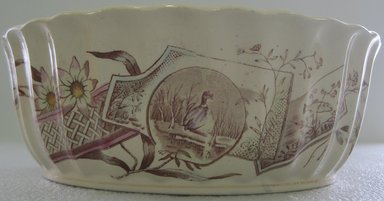 Edge Malkin & Company (1871-1903). <em>Deep Round Bowl; Tunis Pattern</em>, 1871-1903. Glazed earthenware with transfer printed decoration, height: 3 1/8 in. (7.9 cm). Brooklyn Museum, Gift of Paul F. Walter, 1993.209.70. Creative Commons-BY (Photo: Brooklyn Museum, CUR.1993.209.70_side1.jpg)