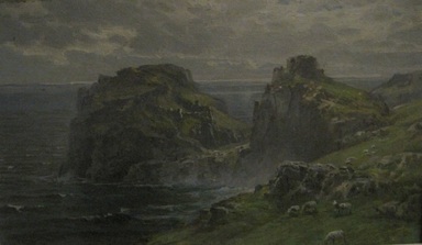 William Trost Richards (American, 1833-1905). <em>Tintagel Castle, Birthplace of King Arthur</em>, after 1891. Oil on laminated paperboard, 5 3/8 x 9 in. (13.7 x 22.9 cm). Brooklyn Museum, Gift of Edith Ballinger Price, 1993.212.1 (Photo: Brooklyn Museum, CUR.1993.212.1.jpg)