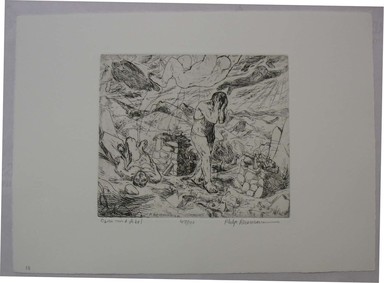 Philip Reisman (American, 1904–1992). <em>Cain and Abel</em>, 1927–1934. Etching on paper, sheet: 9 1/2 x 13 3/16 in. (24.2 x 33.5 cm). Brooklyn Museum, Gift of Louise Reisman, 1993.39.13. © artist or artist's estate (Photo: Brooklyn Museum, CUR.1993.39.13.jpg)