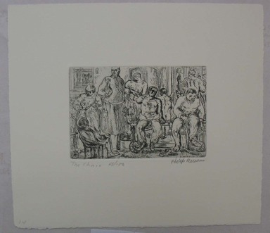 Philip Reisman (American, 1904–1992). <em>The Clinic</em>, 1927–1934. Etching on paper, sheet: 8 3/4 x 10 in. (22.2 x 25.4 cm). Brooklyn Museum, Gift of Louise Reisman, 1993.39.14. © artist or artist's estate (Photo: Brooklyn Museum, CUR.1993.39.14.jpg)