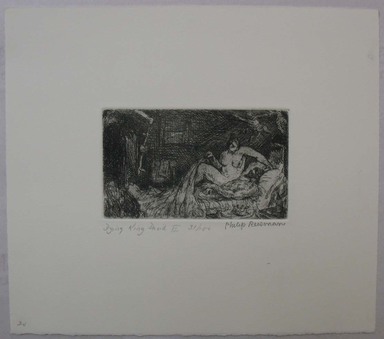 Philip Reisman (American, 1904–1992). <em>Dying King David II</em>, 1927–1934. Etching on paper, sheet: 8 7/8 x 10 1/16 in. (22.6 x 25.5 cm). Brooklyn Museum, Gift of Louise Reisman, 1993.39.20. © artist or artist's estate (Photo: Brooklyn Museum, CUR.1993.39.20.jpg)