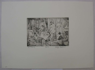 Philip Reisman (American, 1904–1992). <em>Family</em>, 1927–1934. Etching on paper, sheet: 9 1/2 x 13 1/8 in. (24.1 x 33.4 cm). Brooklyn Museum, Gift of Louise Reisman, 1993.39.22. © artist or artist's estate (Photo: Brooklyn Museum, CUR.1993.39.22.jpg)