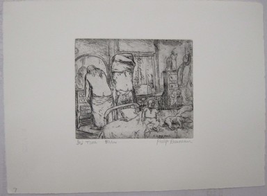 Philip Reisman (American, 1904–1992). <em>Bed Time</em>, 1927–1934. Etching on paper, sheet: 9 5/8 x 13 5/16 in. (24.4 x 33.8 cm). Brooklyn Museum, Gift of Louise Reisman, 1993.39.7. © artist or artist's estate (Photo: Brooklyn Museum, CUR.1993.39.7.jpg)