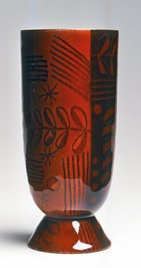 H. Edward Winter (American, 1909–1976, active 1932–1976). <em>Vase</em>, 1949. Copper, enamel, 6 3/4 x 3 x 3 in. (17.1 x 7.6 x 7.6 cm). Brooklyn Museum, Gift of Daniel Morris and Denis Gallion, 1994.117.2. Creative Commons-BY (Photo: Brooklyn Museum, CUR.1994.117.2.jpg)