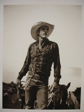 Jill Mathis (American, born 1964). <em>[Untitled] (Rodeo Rider with Lasso)</em>, 1993. Selenium-toned gelatin silver print, sheet: 14 × 10 3/4 in. (35.6 × 27.3 cm). Brooklyn Museum, Gift of Ralph Gibson, 1995.127.2. © artist or artist's estate (Photo: Brooklyn Museum, CUR.1995.127.2.jpg)
