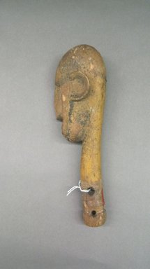 Bamana. <em>Head and Neck of a Male Puppet</em>, 20th century. Wood, iron, pigment, 11 × 2 3/8 × 3 3/8 in. (27.9 × 6 × 8.6 cm). Brooklyn Museum, Gift of Allen C. Davis, 1995.171.7. Creative Commons-BY (Photo: Brooklyn Museum, CUR.1995.171.7_overall.jpg)