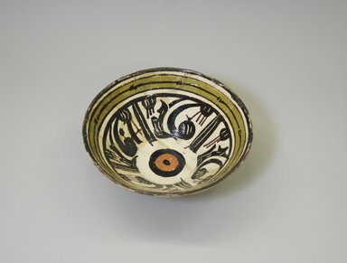  <em>Bowl</em>, 9th-10th century. Ceramic, earthenware, slip, 2 7/8 x 7 7/16 in. (7.3 x 18.9 cm). Brooklyn Museum, Gift of Mena Rokhsar in memory of Ebrahim Khalil Rokhsar, 1995.187.9. Creative Commons-BY (Photo: Brooklyn Museum, CUR.1995.187.9.jpg)