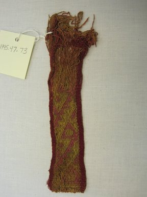  <em>Belt, Fragment</em>, 1400-1532. Cotton, camelid fiber, (8.0 x 3.8 cm). Brooklyn Museum, Gift of Kay Hodnett Nunez, 1995.47.73. Creative Commons-BY (Photo: Brooklyn Museum, CUR.1995.47.73.jpg)