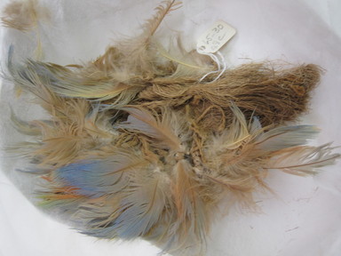 Coastal Wari. <em>Fan</em>, 600-1000. Feathers, bast fiber, cotton, 5 × 3/4 × 7 in. (12.7 × 1.9 × 17.8 cm). Brooklyn Museum, Gift of Kay Hodnett Nunez, 1995.47.87. Creative Commons-BY (Photo: , CUR.1995.47.87.jpg)