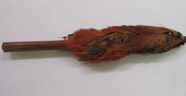 Coastal Wari. <em>Textile Fragment, Undetermined</em>, 600–1000. Wood, feathers, bast/leaf fiber, 3/4 × 1/2 × 4 in. (1.9 × 1.3 × 10.2 cm). Brooklyn Museum, Gift of Kay Hodnett Nunez, 1995.47.89. Creative Commons-BY (Photo: , CUR.1995.47.89.jpg)