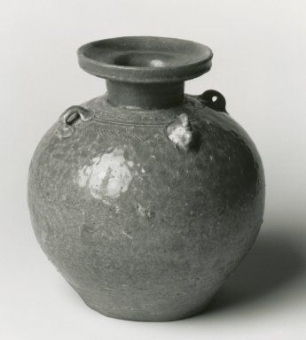  <em>Vase with Flaring Mouth</em>. Glazed stoneware, height: 5 3/8 in. Brooklyn Museum, Gift of George and Katharine Fan, 1996.26.12. Creative Commons-BY (Photo: Brooklyn Museum, CUR.1996.26.12_bw.jpg)