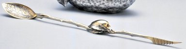 Gorham Manufacturing Company (1865–1961). <em>Olive Spoon</em>, ca. 1884. Silver, gilt, length: 11 3/4 in. (29.9 cm). Brooklyn Museum, Gift of Elsie Rushmore, by exchange and H. Randolph Lever Fund, 1996.33. Creative Commons-BY (Photo: Brooklyn Museum, CUR.1996.33.jpg)