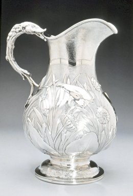 John Cox & Co. (1817-1853). <em>Pitcher</em>, ca. 1859. Silver, 12 x 9 x 7 1/2 in. (30.5 x 22.8 x 19.0 cm). Brooklyn Museum, Purchased with funds given by the Charles and Mildred Schnurmacher Foundation, Inc., 1996.81. Creative Commons-BY (Photo: Brooklyn Museum, CUR.1996.81.jpg)